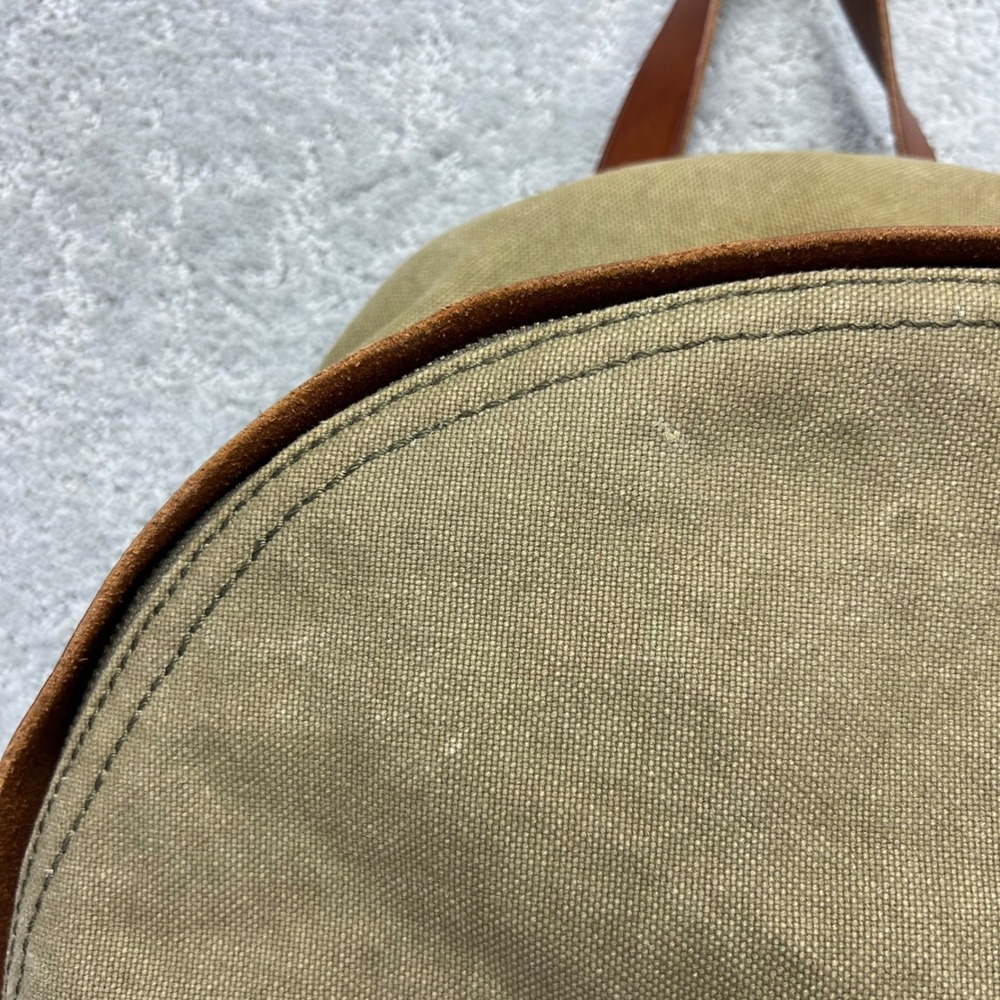 Madewell Charleston Backpack Khaki Green Canvas Leather Trim Rucksack Bag - Picture 3 of 16